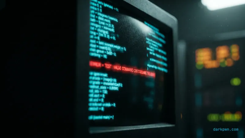 A dark Linux terminal showing a shell command log with one injected command line flagged in red