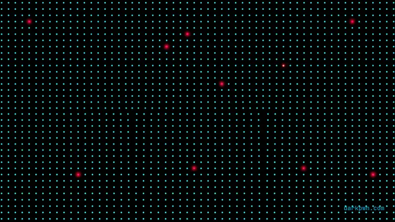 A dark grid of cyan login attempts with a sparse red pattern spread thinly across it, representing credential stuffing detection